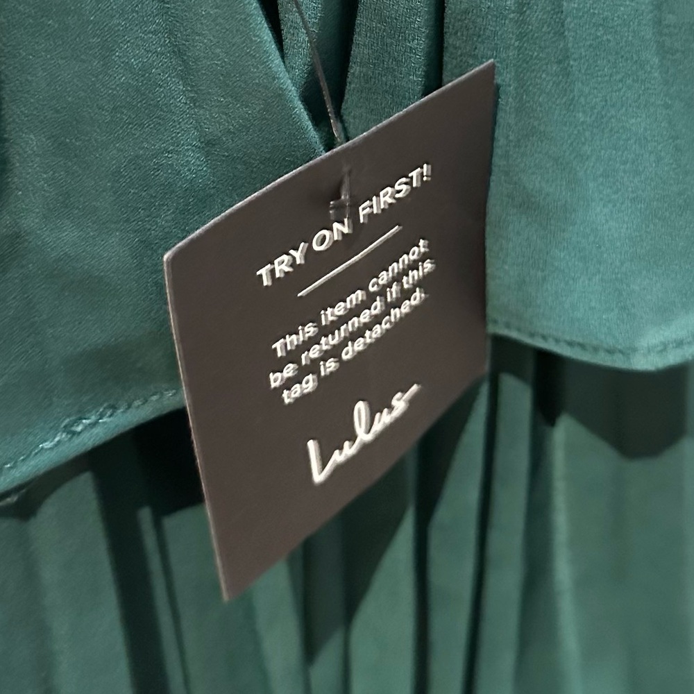 Lulus Cascading Crush Emerald Green Tiered Bustier Midi Dress Medium New - Picture 10 of 16